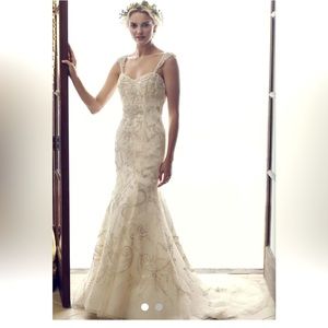 Casablanca Bridal Wedding Dress Mermaid Gatsby Ivory Size 4